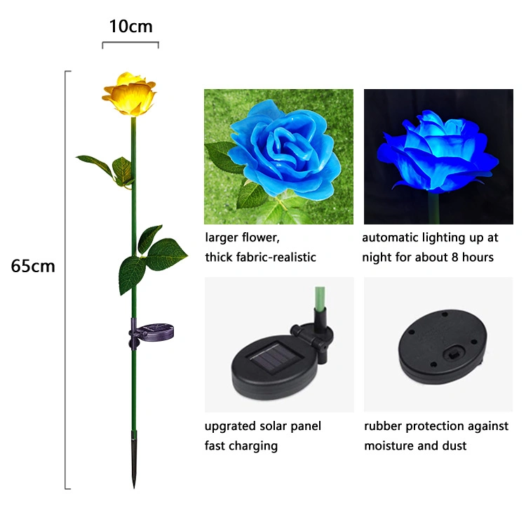 Amazon Bestseller Outdoor Waterproof IP65 Lily Rose Decorative Solar Panel Ground Garden Solar Flower Lamp