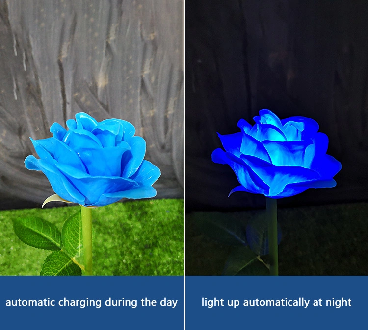 LED Rose Lamp Outdoor Solar Rose Ground Plug Lamp Courtyard Garden Decorative Atmosphere Lamp