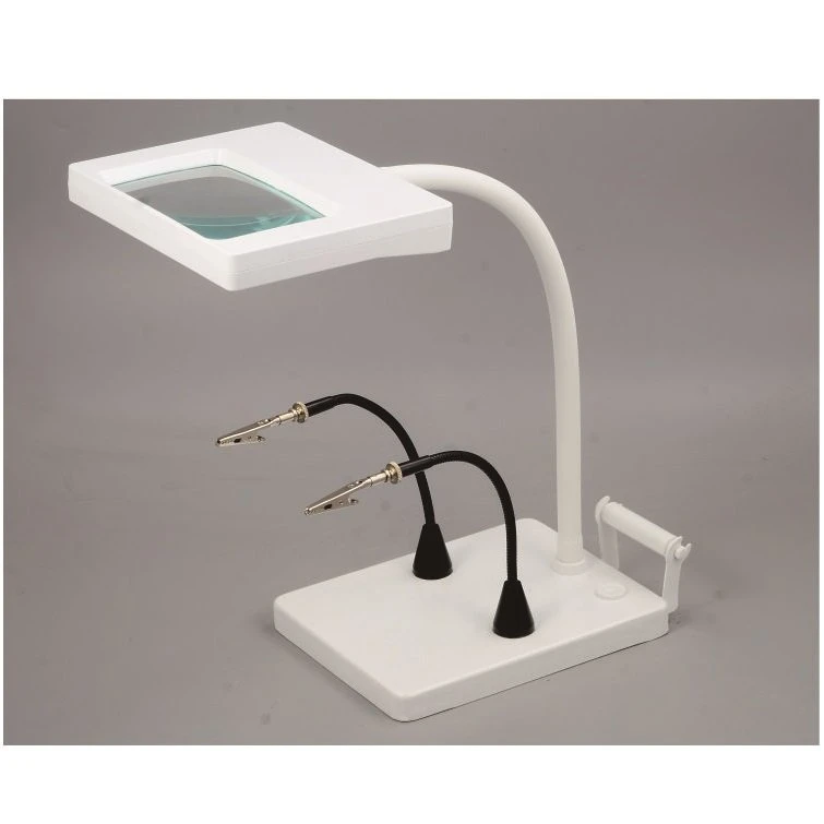 Multifunctional Dimmable LED Table Magnifying Lamp with Metallic Base Magnetic Flexible Arm Clips