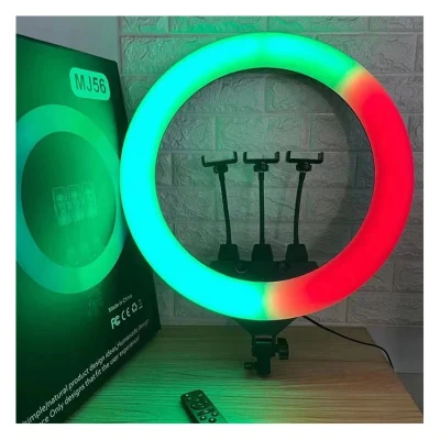 Mj56 22-дюймовый светодиодный кольцевой светильник RGB с подставкой, 60 Вт, двухцветный с регулируемой яркостью, 3200–5600 К, индекс цветопередачи 95+, со специальным эффектом сцены для видео